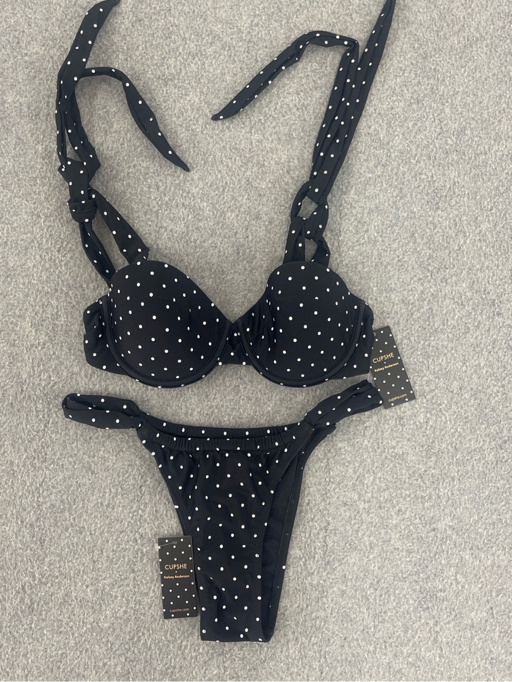 Cupshe Black and White Polka Dot Bikini Set